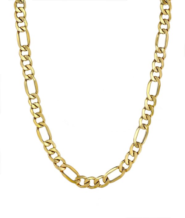 collier chaîne figaro en acier inoxydable doré